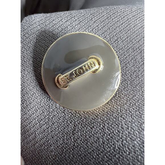 St. John Collection By Marie‎ Gray Taupe Wool Long Sleeve Blazer Jacket Size 8 - Picture 5 of 8